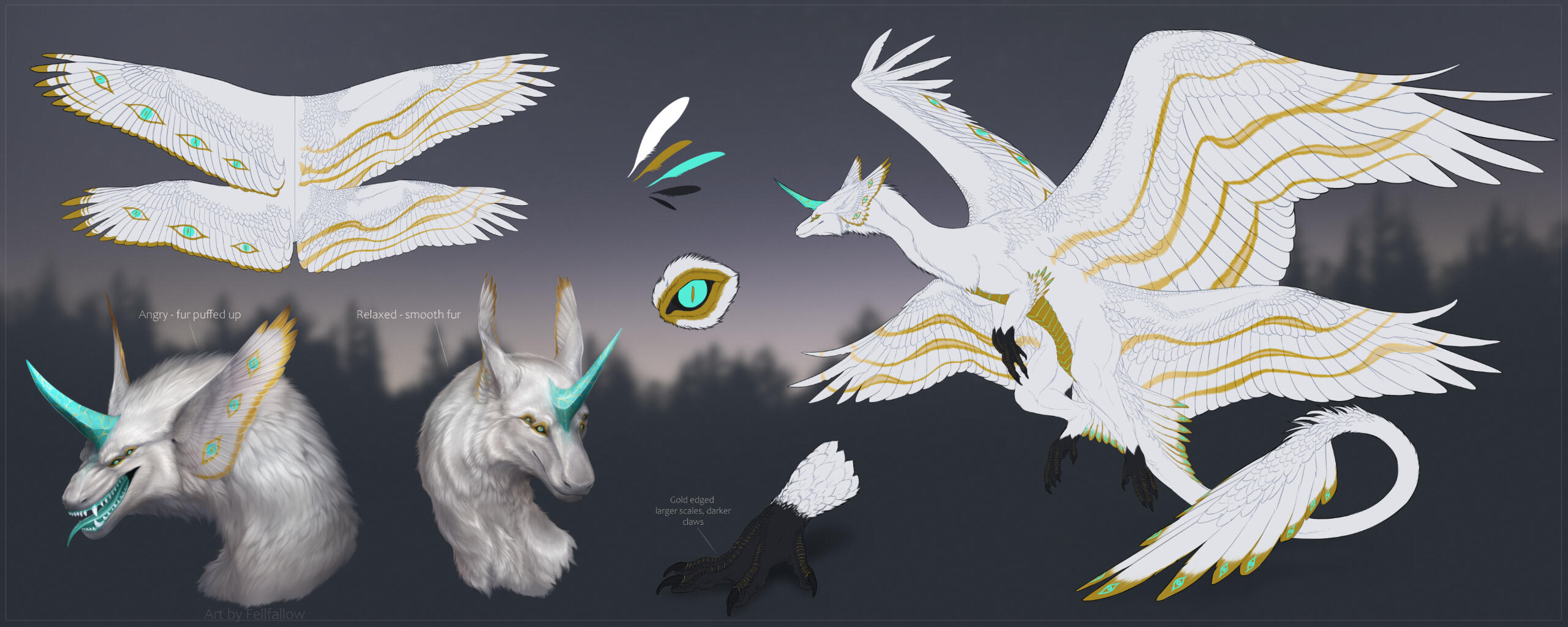 Hybrid refsheet - some flat colour shots, some realistic shots. Best of both worlds! ETA generally 10-12 weeks.